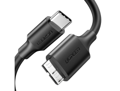 Kabel Micro-B USB - USB-C UGREEN 1m, czarny, Szybkie przesyłanie danych Super Speed 3.0, Do laptopa, dysku, kamery, smartphona