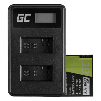 Bateria Green Cell ® AHDBT-201 Ładowarka AHBBP-301 do GoPro Hero HD 3 3+ Black Silver White 1000mAh