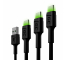 Kabel USB-C Typ C 30cm, 1,2m, 2m LED Green Cell Ray, szybkie ładowanie QC 3.0
