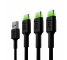 Kabel USB-C Typ C 3x 1,2m LED Green Cell Ray, szybkie ładowanie Quick Charge 3.0