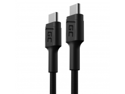 Kabel Przewód Green Cell GC PowerStream USB-C - USB-C 30cm z obsługą Power Delivery (60W), 480 Mbps, Ultra Charge, QC 3.0