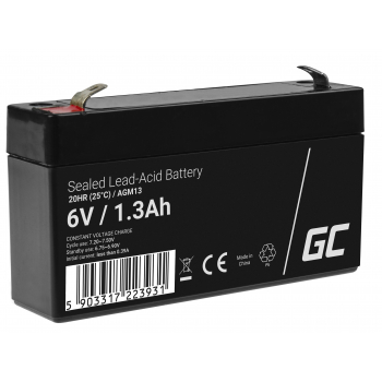 Green Cell AGM VRLA 6V 1.3Ah bezobsługowy akumulator do systemu alarmowego kasy fiskalnej zabawki