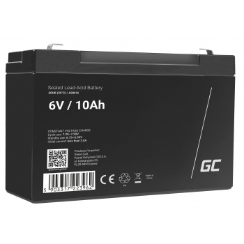 Green Cell AGM VRLA 6V 10Ah bezobsługowy akumulator do systemu alarmowego kasy fiskalnej zabawki