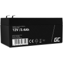 Akumulator bezobsługowy AGM VRLA Green Cell 12V 3.4Ah do systemów alarmowych i zabawek