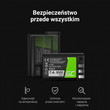 Akumulator Bateria Green Cell ® EN-EL5 do Nikon Coolpix P3 P4 P80 P90 P100 P500 P510 P520 P530 S10 3700 4200 7900 3.7V 1000mAh