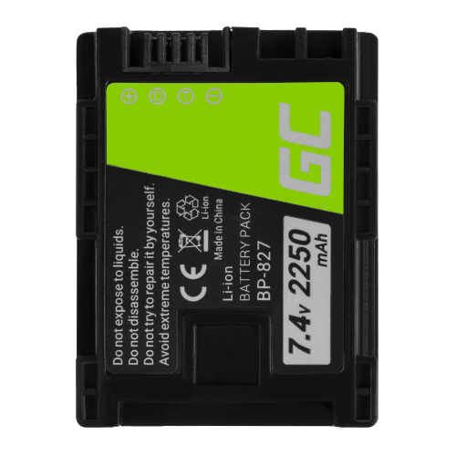 Akumulator Bateria Green Cell ® BP-808 BP-809 BP-827 do Canon HF G10 S10 S21 S30 S100 S200 FS11 HF11 HF20 LEGRIA 7.4V 2250mAh