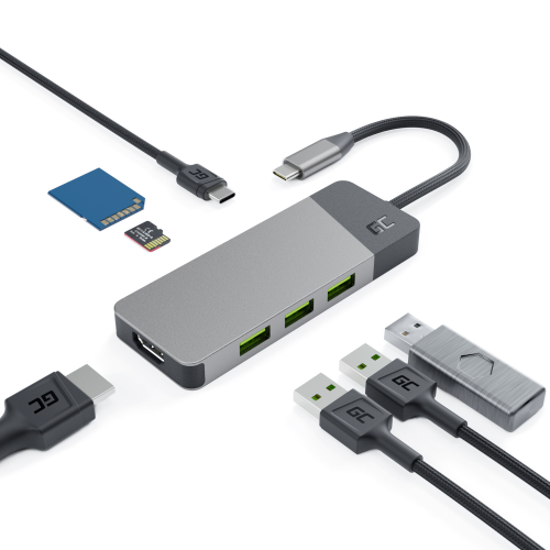 Adapter HUB GC Connect 7w1 (3xUSB-A 3.1 HDMI 4K 60Hz USB-C PD 85W) do Apple MacBook M1 / M2, Lenovo X1, Asus ZenBook, Dell XPS