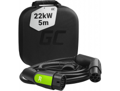 Kabel Green Cell GC EV Type 2 22kW 5m do ładowania Tesla Model 3 / S / X, Leaf, ZOE, i3, ID.3, I-Pace, E-Tron, Taycan