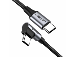 Kabel USB-C do USB-C, kątowy UGREEN US255,3A, 60W, 0.5m (czarny)