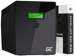 Green Cell Zasilacz Awaryjny UPS 2000VA 1400W Power Proof z wyświetlaczem LCD Czysty Sinus - OUTLET