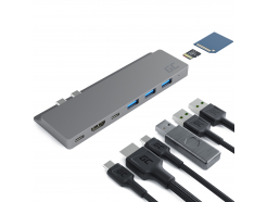 Adapter HUB Green Cell GC Connect60 8w1 (Thunderbolt 3, USB-C, HDMI, 3x USB 3.0, SD, microSD) do MacBook Pro 13/15 - OUTLET