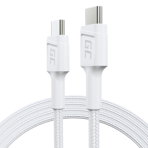 Kabel Biały USB-C Typ C 1,2m Green Cell PowerStream, Power Delivery 60W, Quick Charge 3.0