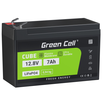 Akumulator litowo-żelazowo-fosforanowy LiFePO4 Green Cell 12V 12.8V 7Ah do paneli solarnych, kamperów oraz łodzi