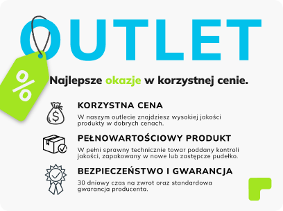 Banner kategorii Outlet - korzystna cena, pełnowartościowy produkt, bezpieczeństwo i gwarancja. Najlepsze okazje w korzystnej cenie